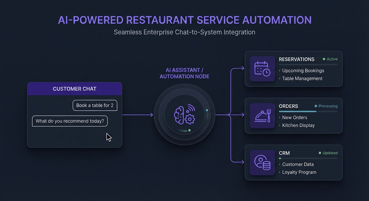 Restaurant bookings and inquiries handled 24/7